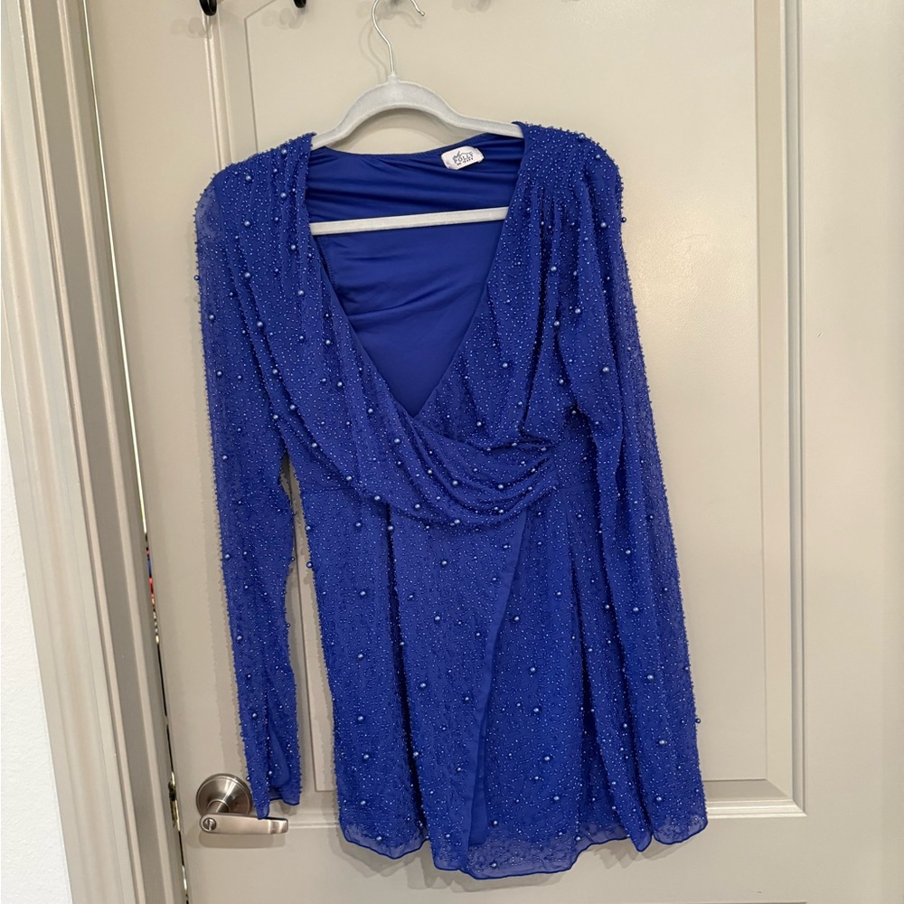 Oh Polly Blue Beaded Dress